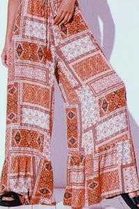 Rust Patch Print Jumpsuit