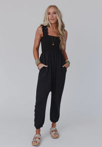 Willow Smoked Harem Jumpsuit - Charcoal