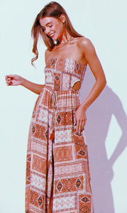 Rust Patch Print Jumpsuit