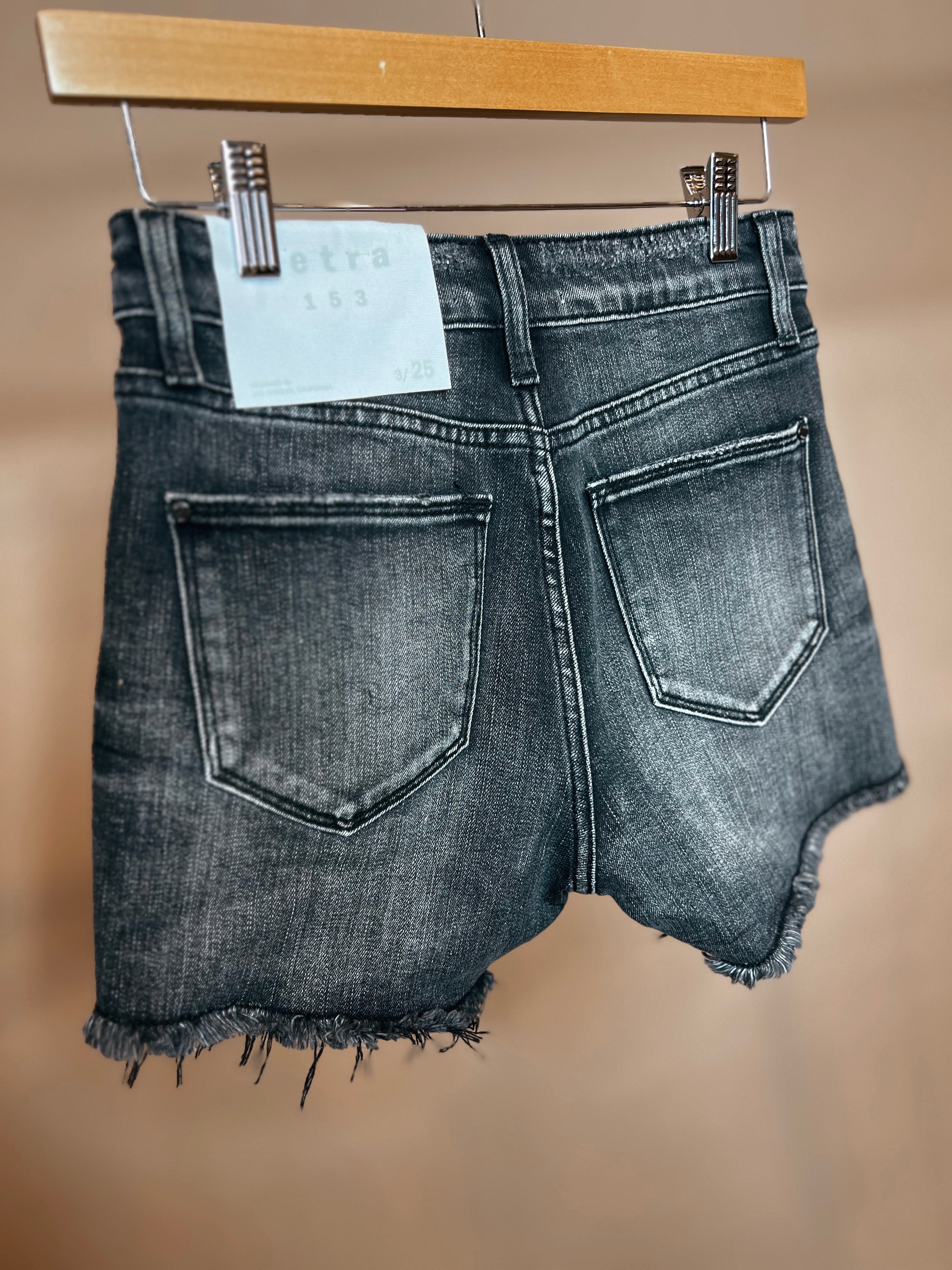 Denim Black Distressed Short