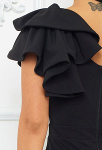 Ruffle One Shoulder Romper