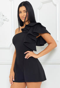 Ruffle One Shoulder Romper