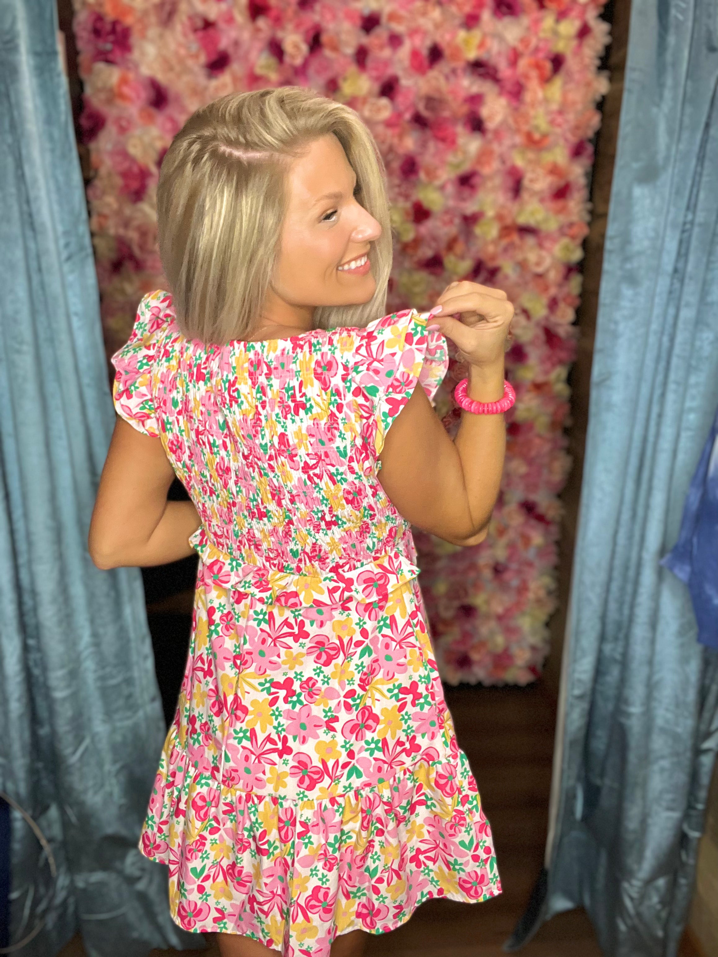 Summer Days Smocked Floral Dress