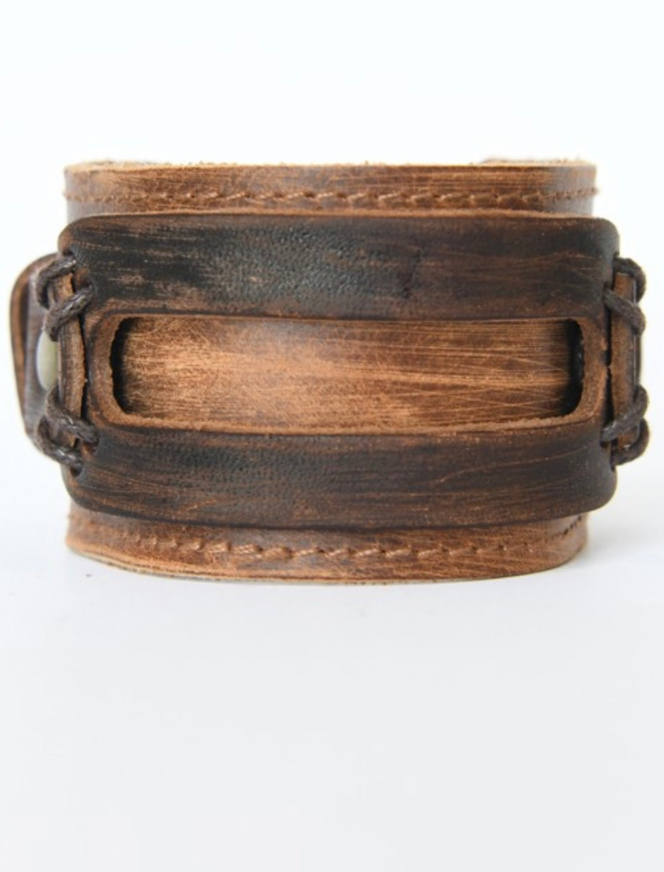 Wide Leather Brown Cuff