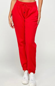 Red Soft Thermal Jogger Sweatpants