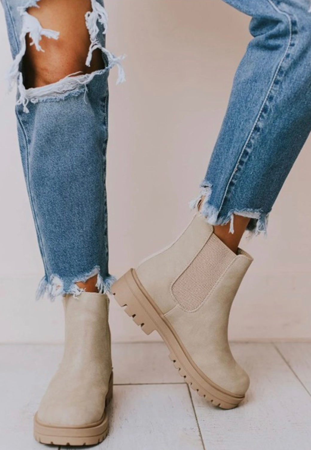 Beige Chunky Boot