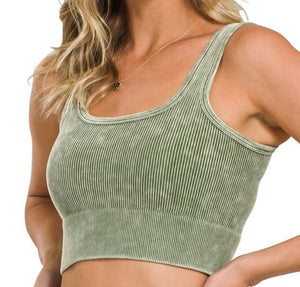 Ribbed Square Neck Crop Tank