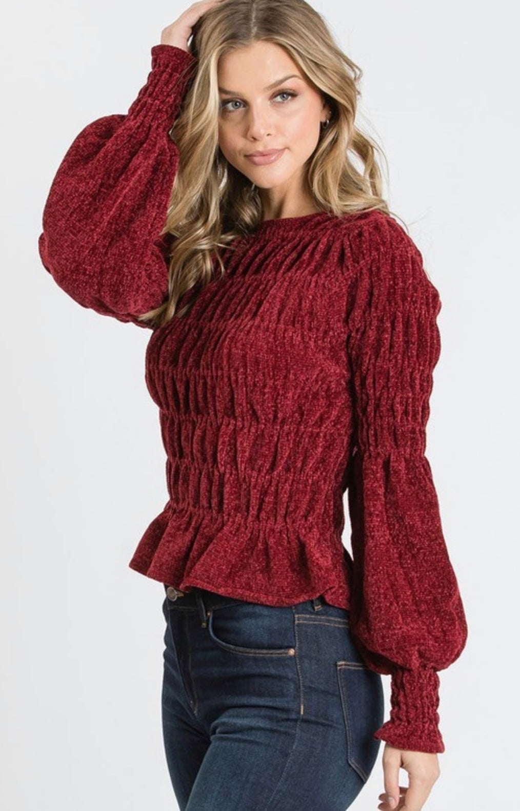 Burgundy Knit Sweater Top